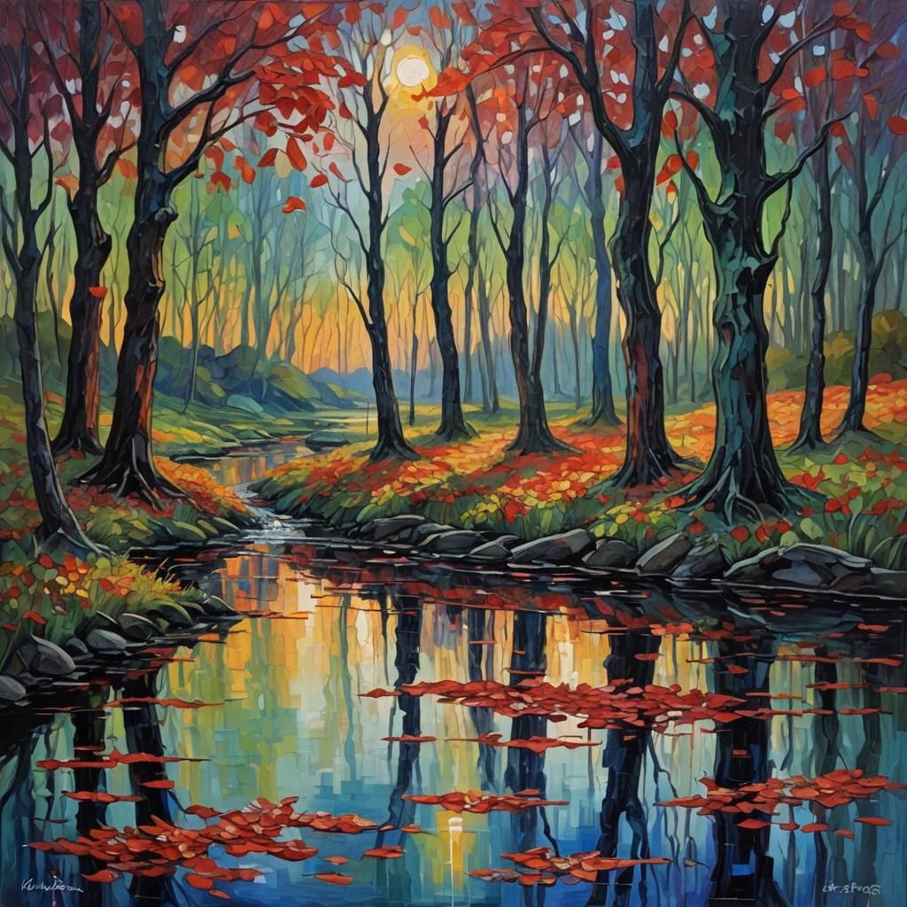 Fireside Dream: A Neo-Impressionistic Oil Painting