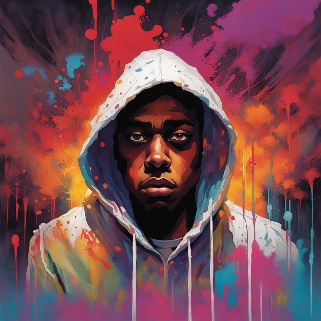 Undead Rapper in Colorful Decay AI Art