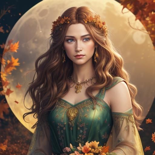 Autumn Fairy with Golden Wings in 3D
