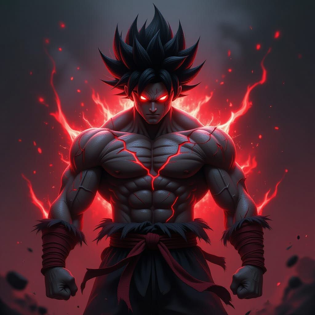 Warrior's Primal Transformation in Dark Fantasy Style