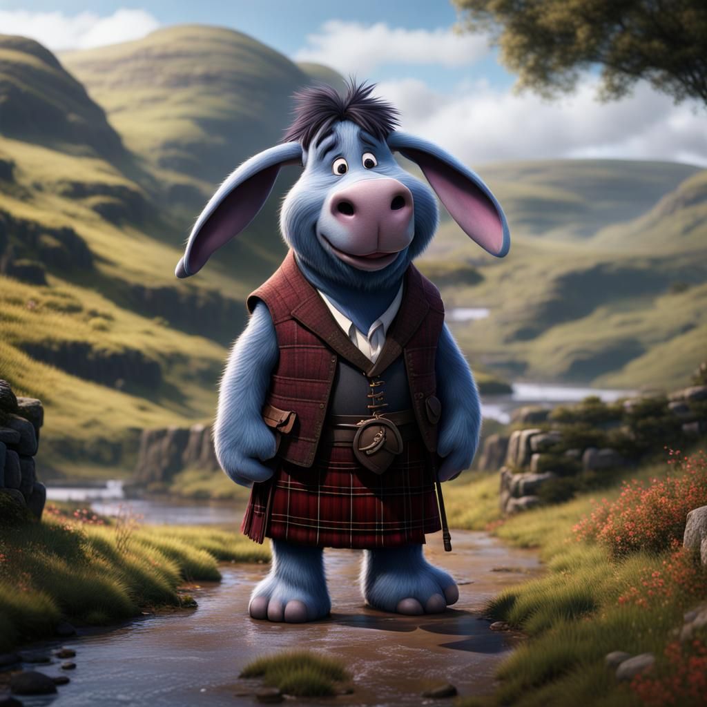 Eeyore in Scotland as Detailed Matte Painting