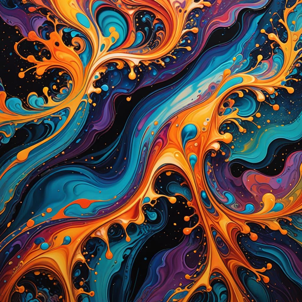 Abstract Cosmic Flow: Time as Liquid Art