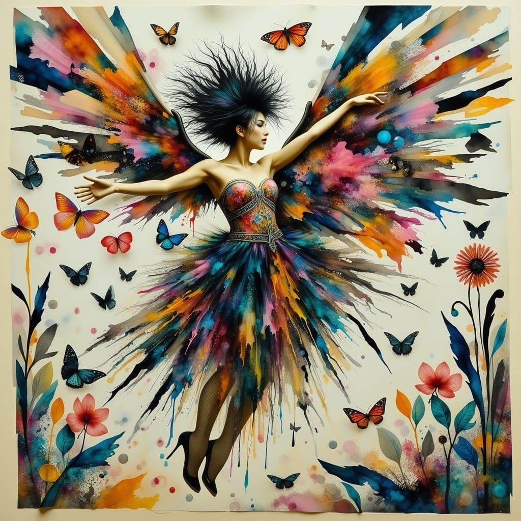 Dada Collage: Androgynous Performer with Orchids