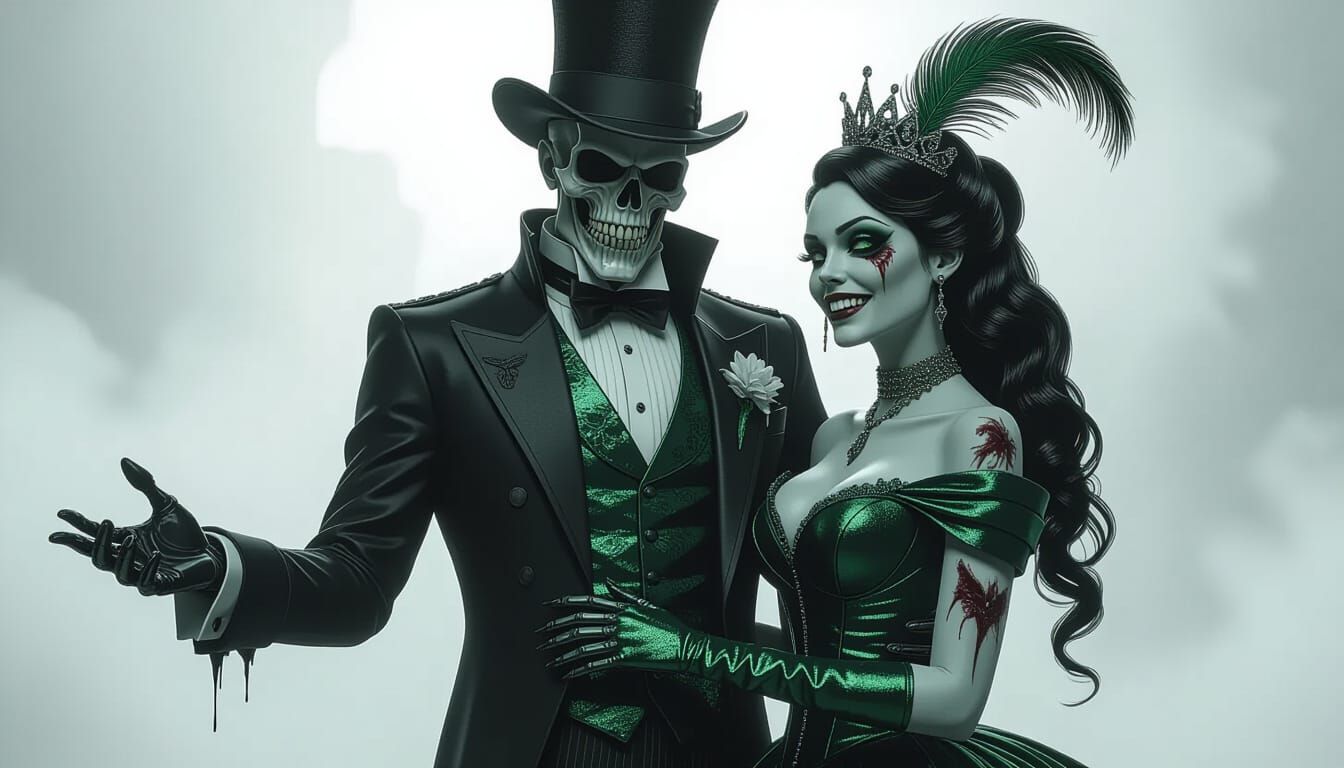 Zombie Prom King and Queen in Moody Cinematic Style