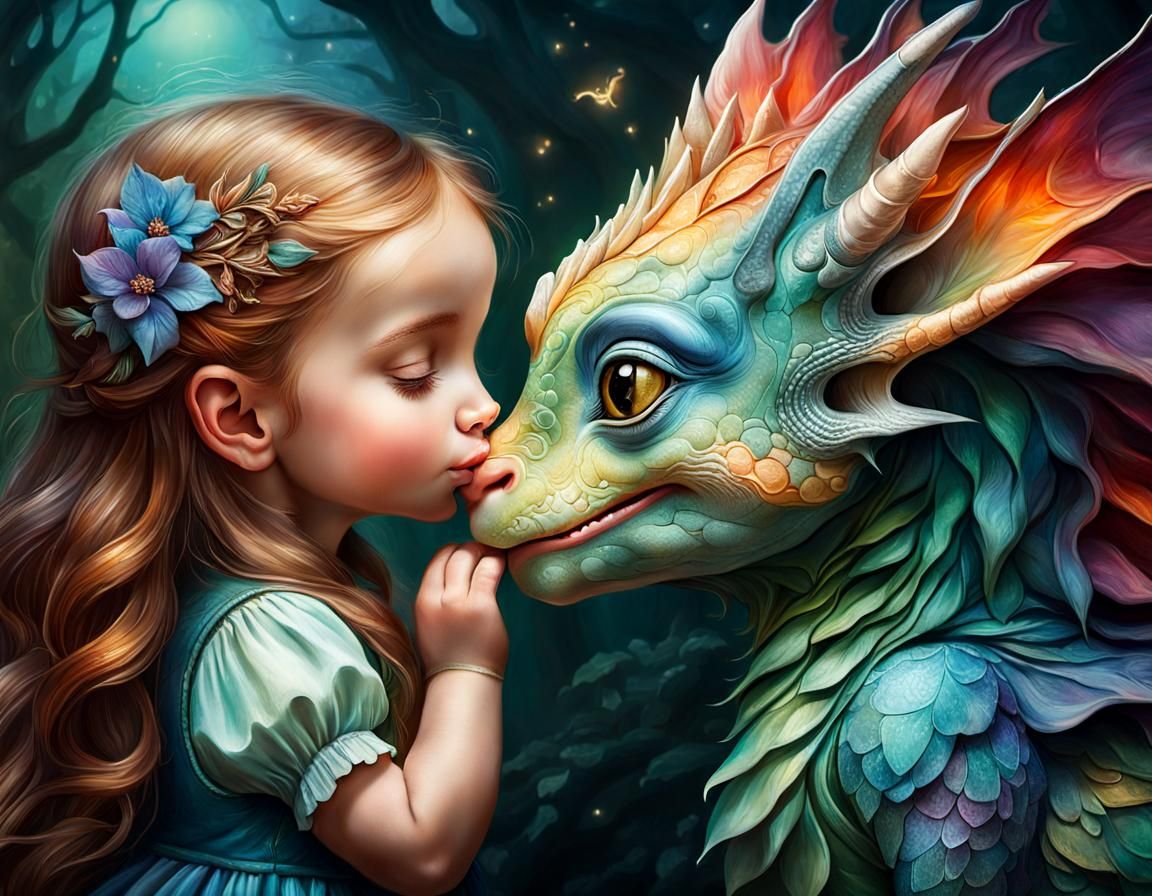 Girl and Dragon: A Whimsical Bond in Digital Art