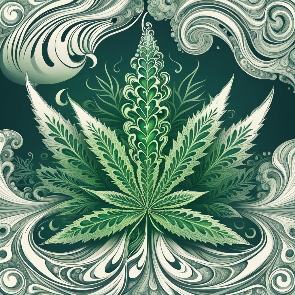 Cannabis Smoking Items Logo with Fractal Elements