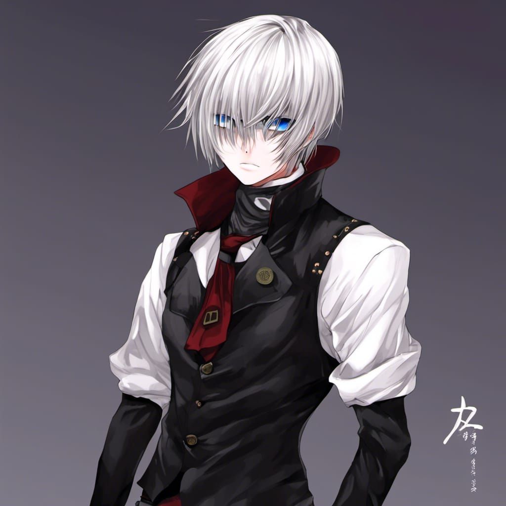 Emo Anime Boy with Strong Expression