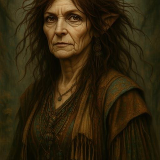 Mystical Bohemian Woman in Earthy Fantasy Art