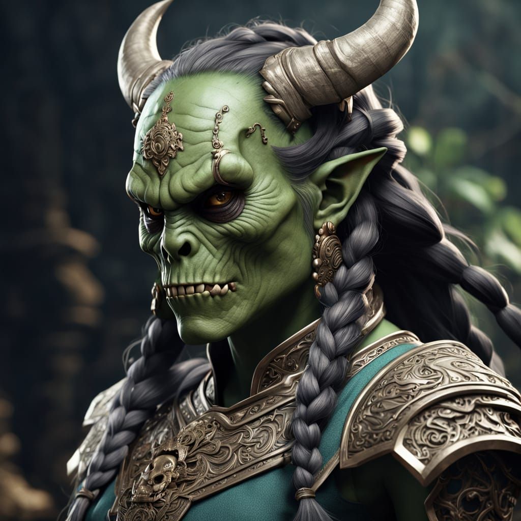 Orc Monk with Skull Mask in Anime Style