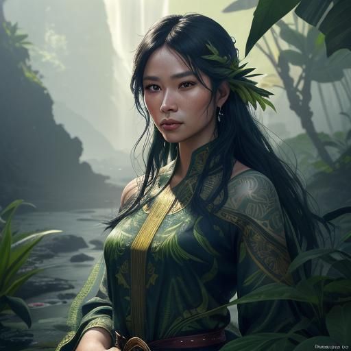 Hawaii Portrait with Ornate Floral Details