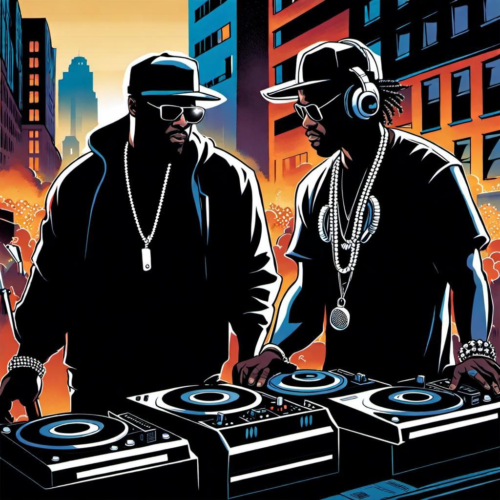 Hip Hop Legends DJing: Comic Book Art Style
