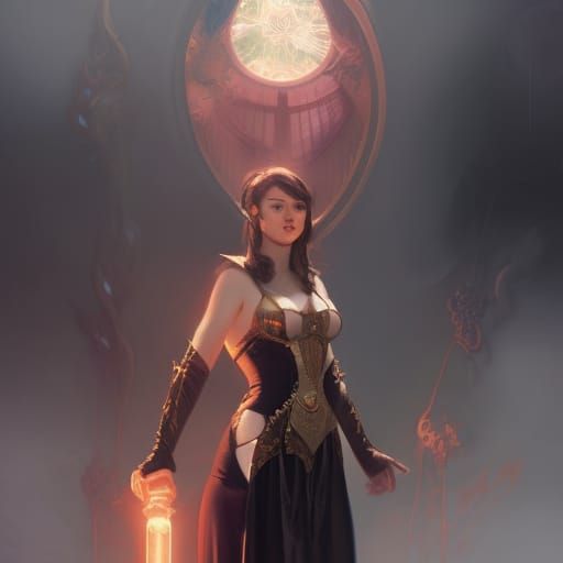 Wizard Woman Portrait in Hyperdetailed Concept Art