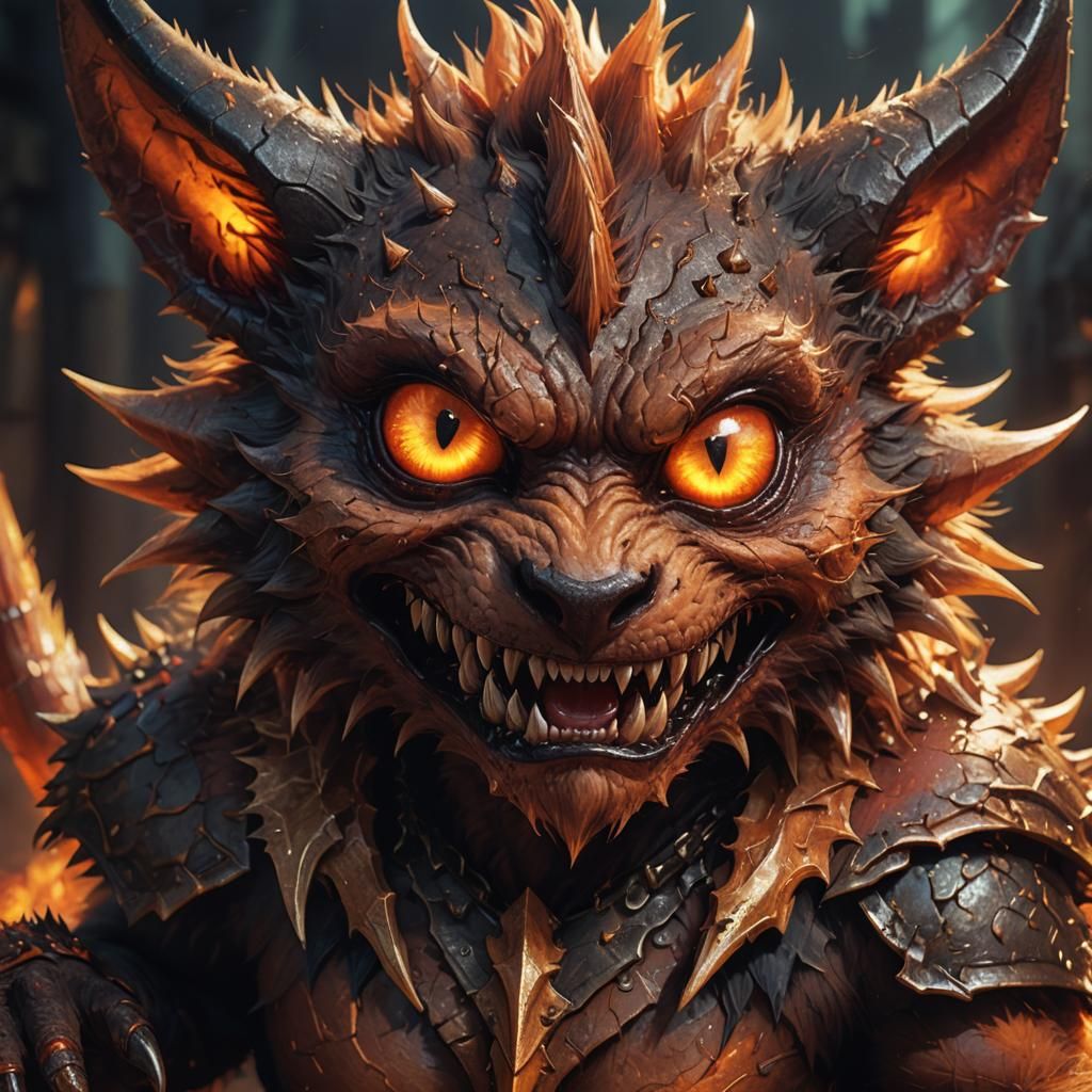 Cute Furry Demon Portrait in Fantasy Concept Art
