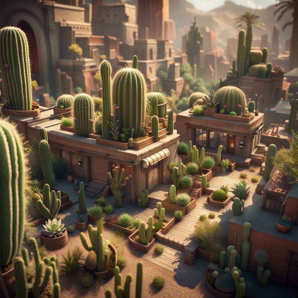 Cacti City in 3D Cinematic Style