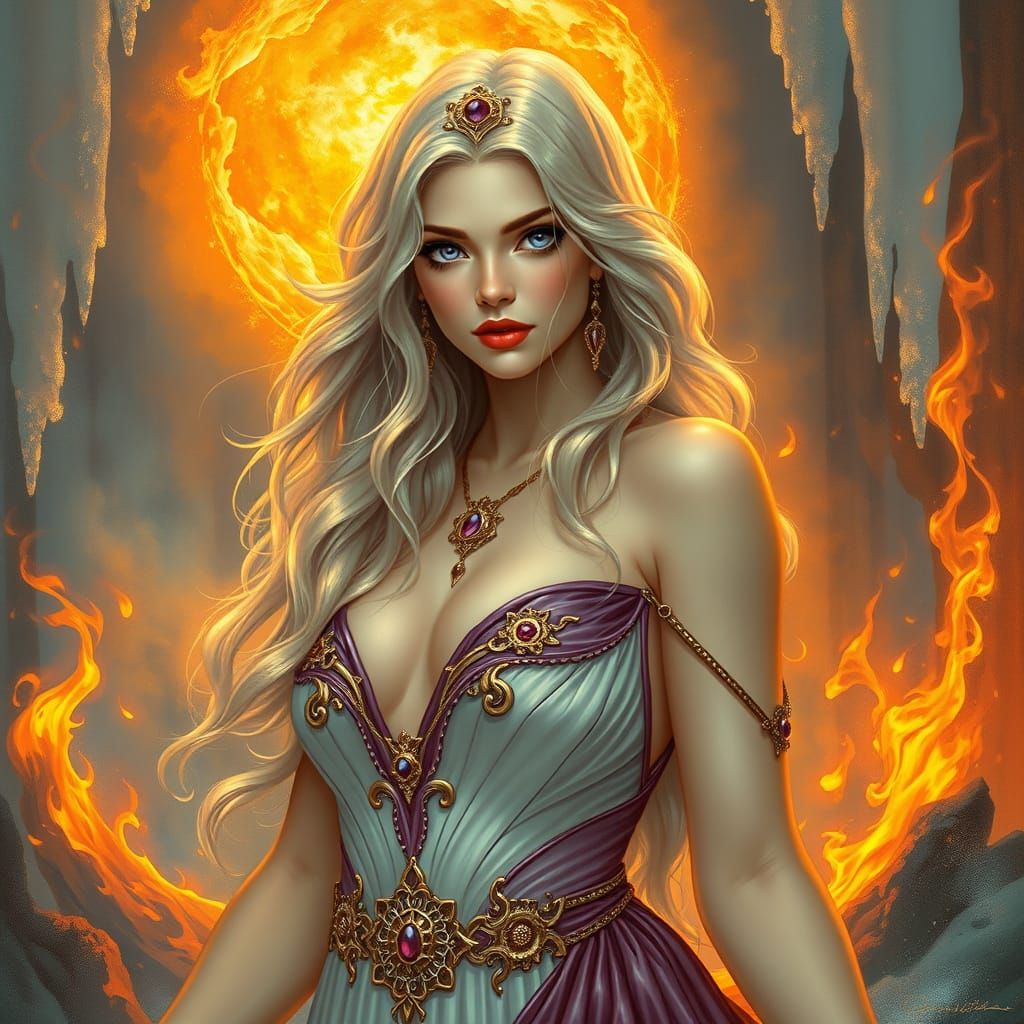 Divine Goddess in Art Nouveau Splendor