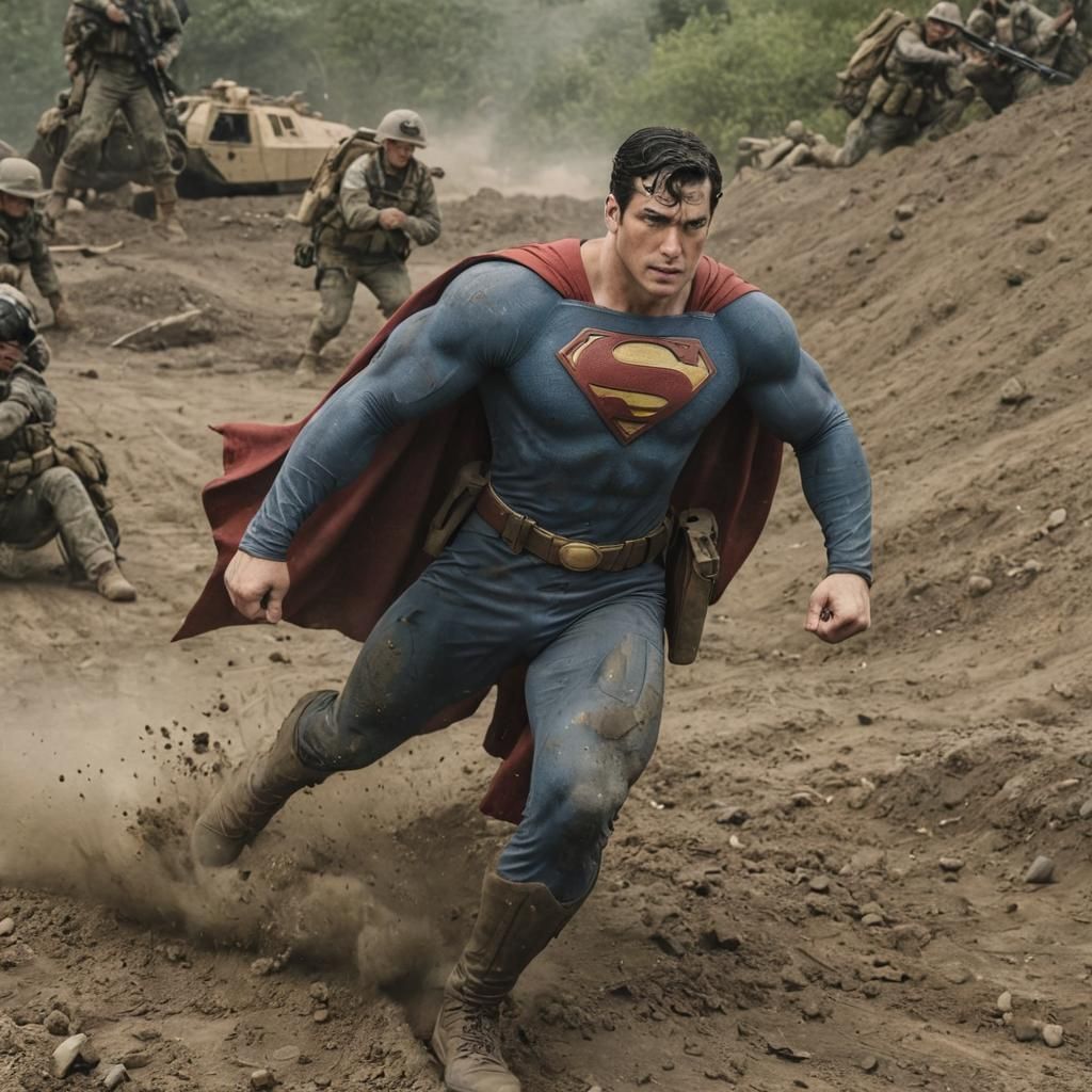 Superman as a U.S. Marine in combat