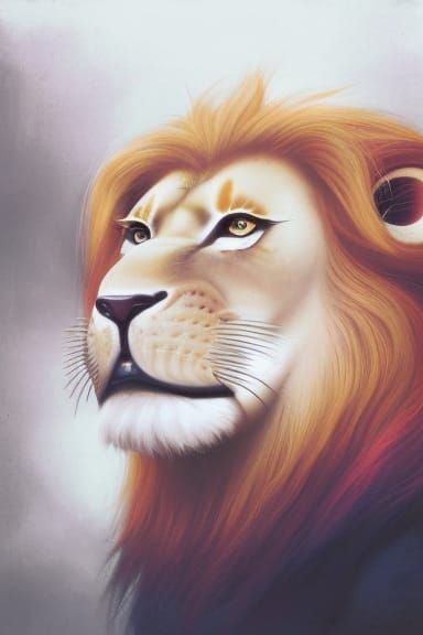 Surreal Portrait with Lion and Marigolds