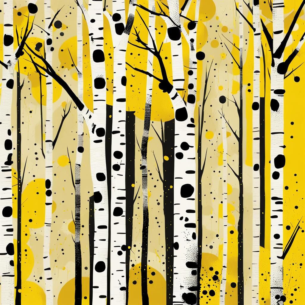 Birch Trees in Abstract Expressionist Style