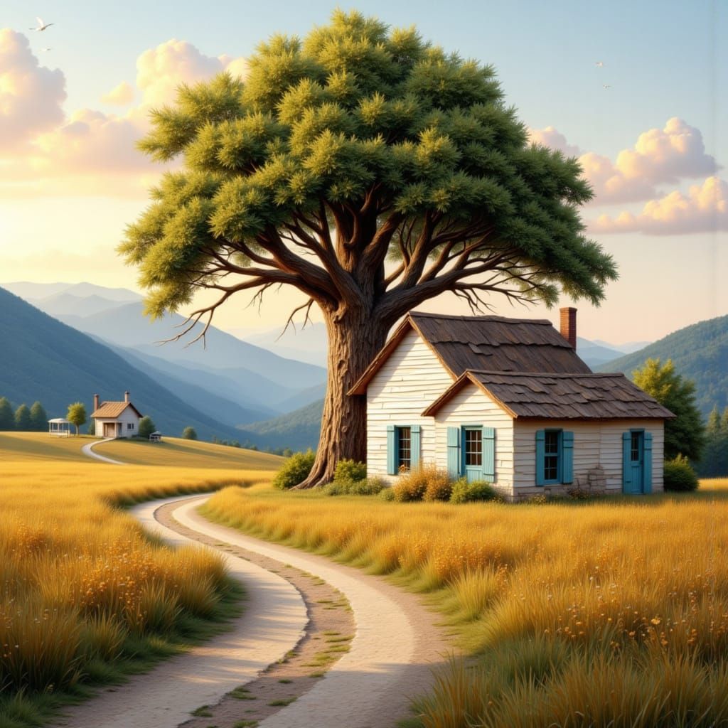 Quaint Cottage Amidst Appalachian Mountains at Sunset