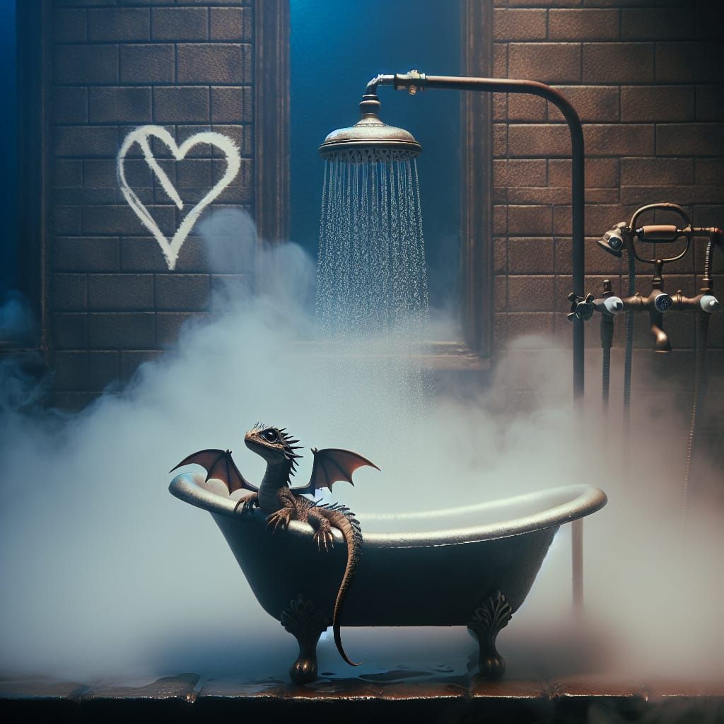 Dragon Bathtime: A Steamy Shower Scene