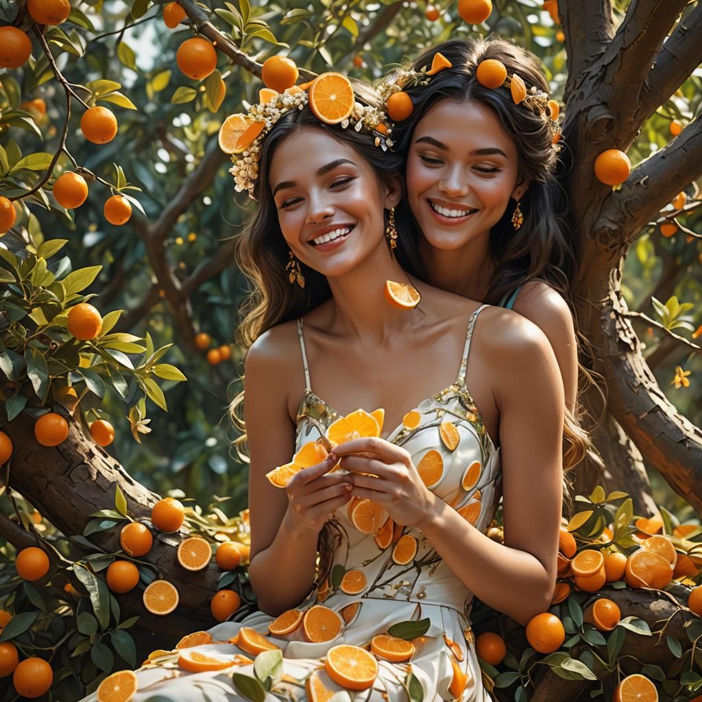 Girl in Garden with Fruit, Fantasy Concept Art