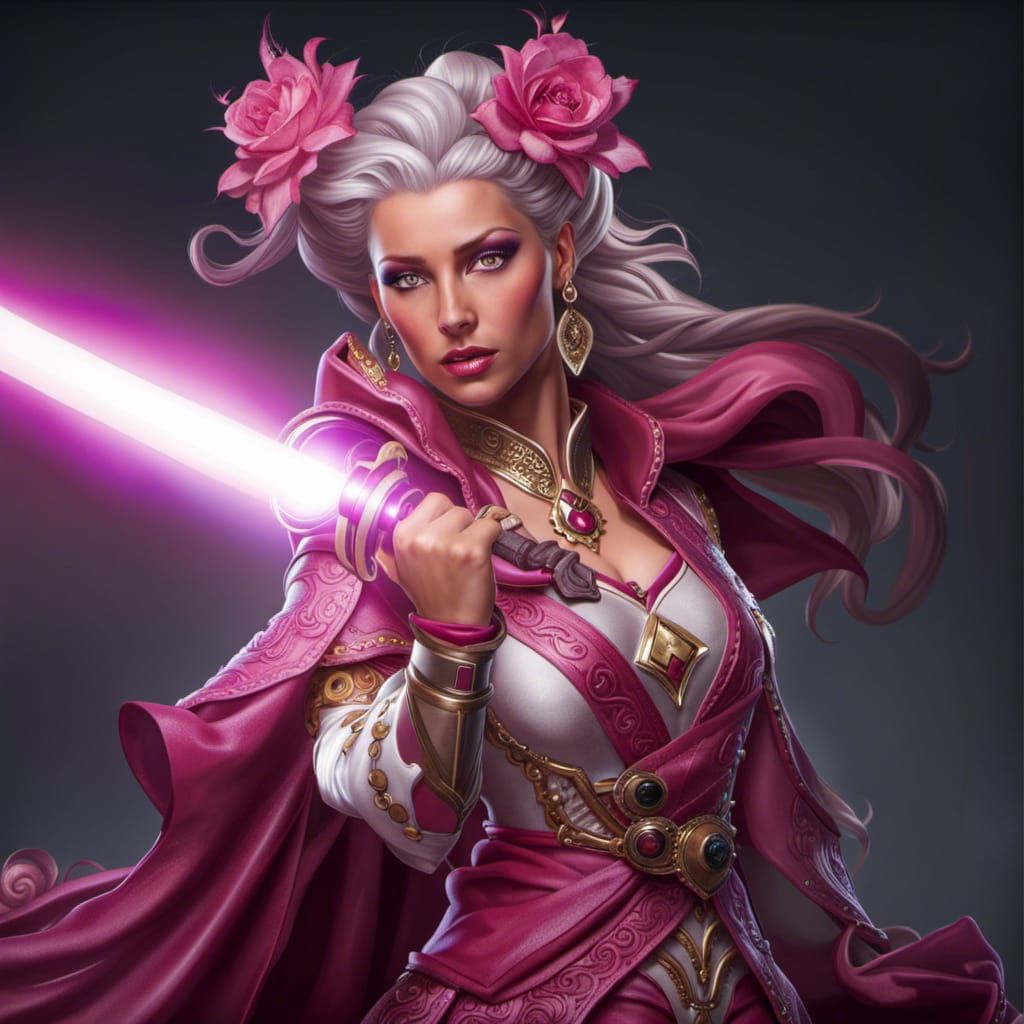 Rococo Jedi Princess with Lightsaber in Ornate Detail