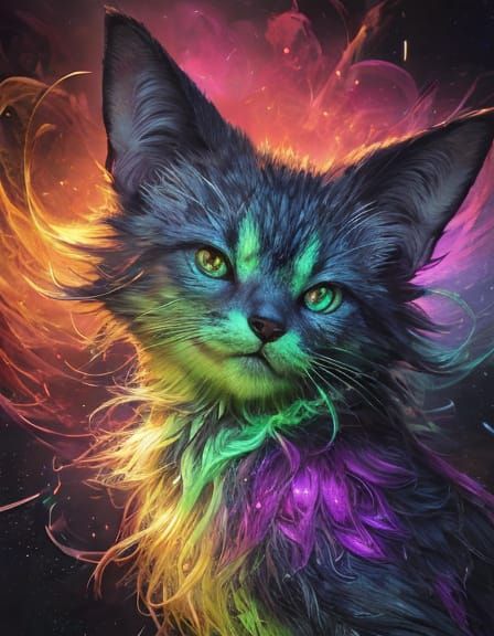 Toxic Alien Kitten in Psychedelic Carnival