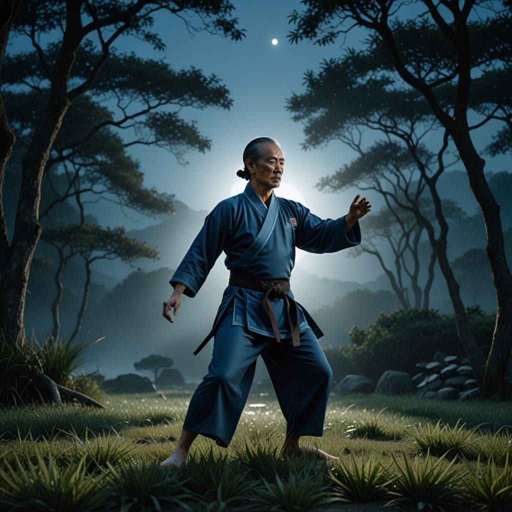 Venerable Master in Martial Arts Stance