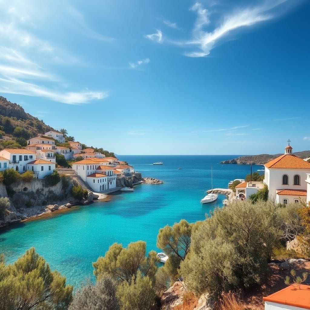 Greek Bay in Soft Impressionist Light