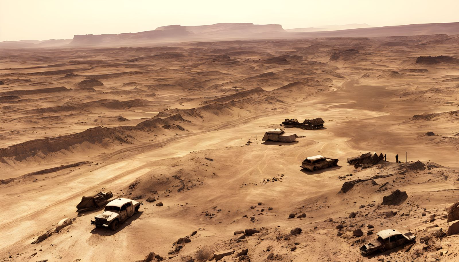 Barren Desert Landscape in a Post-Apocalyptic World