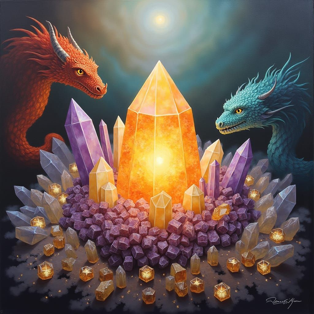 Mystical Crystals Radiate Light in Shifting Landscape