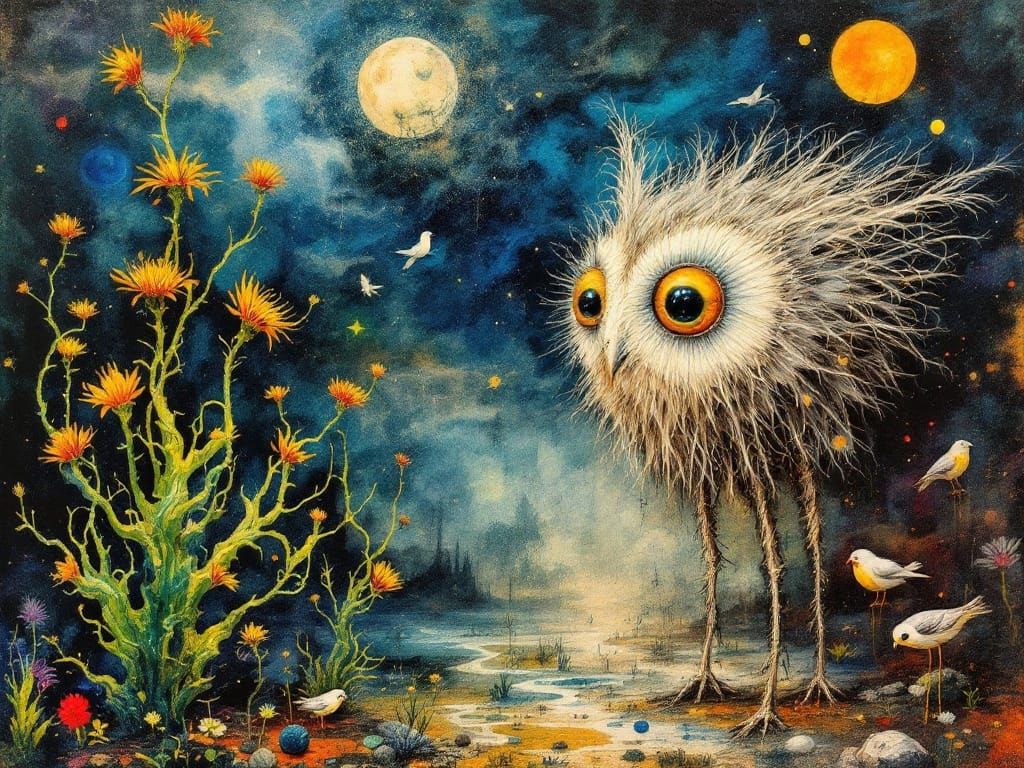 Ethereal Alien Landscape in Dalí-Inspired Surrealist Oil Pai...