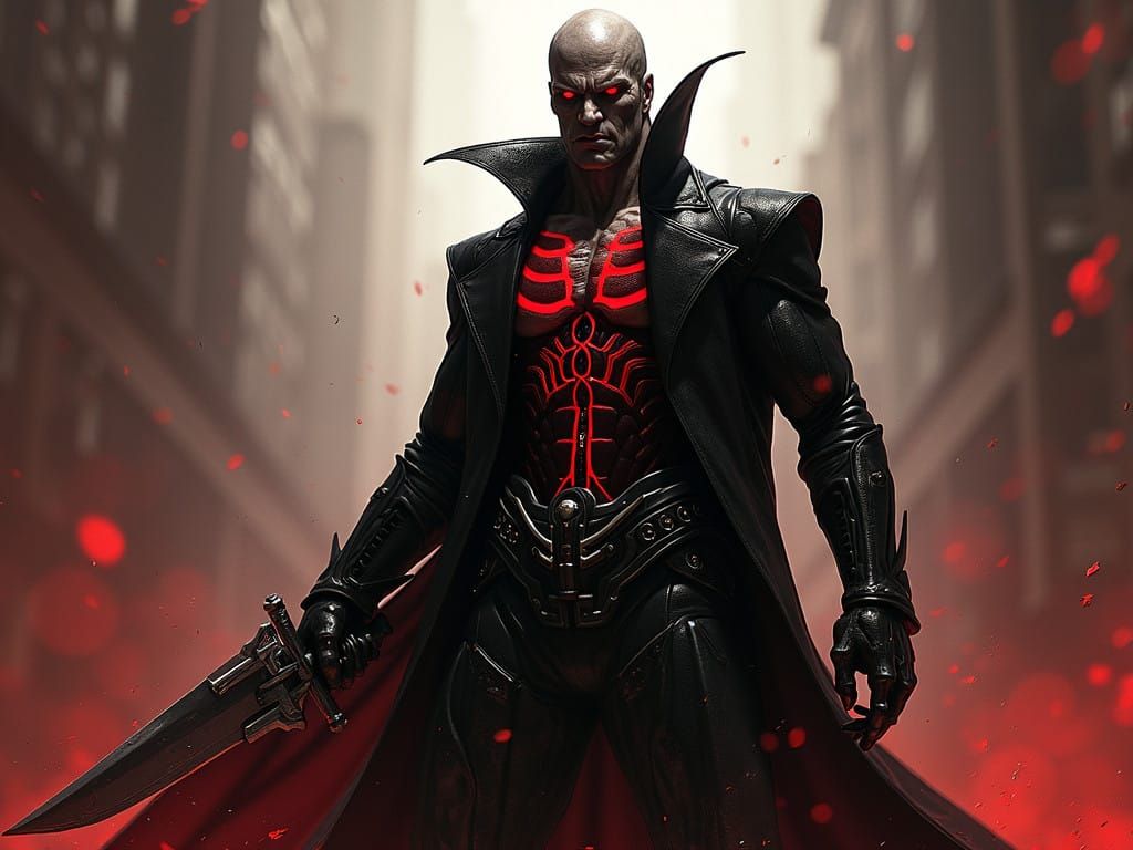 Vampire Terminator in Dark Cyberpunk Style