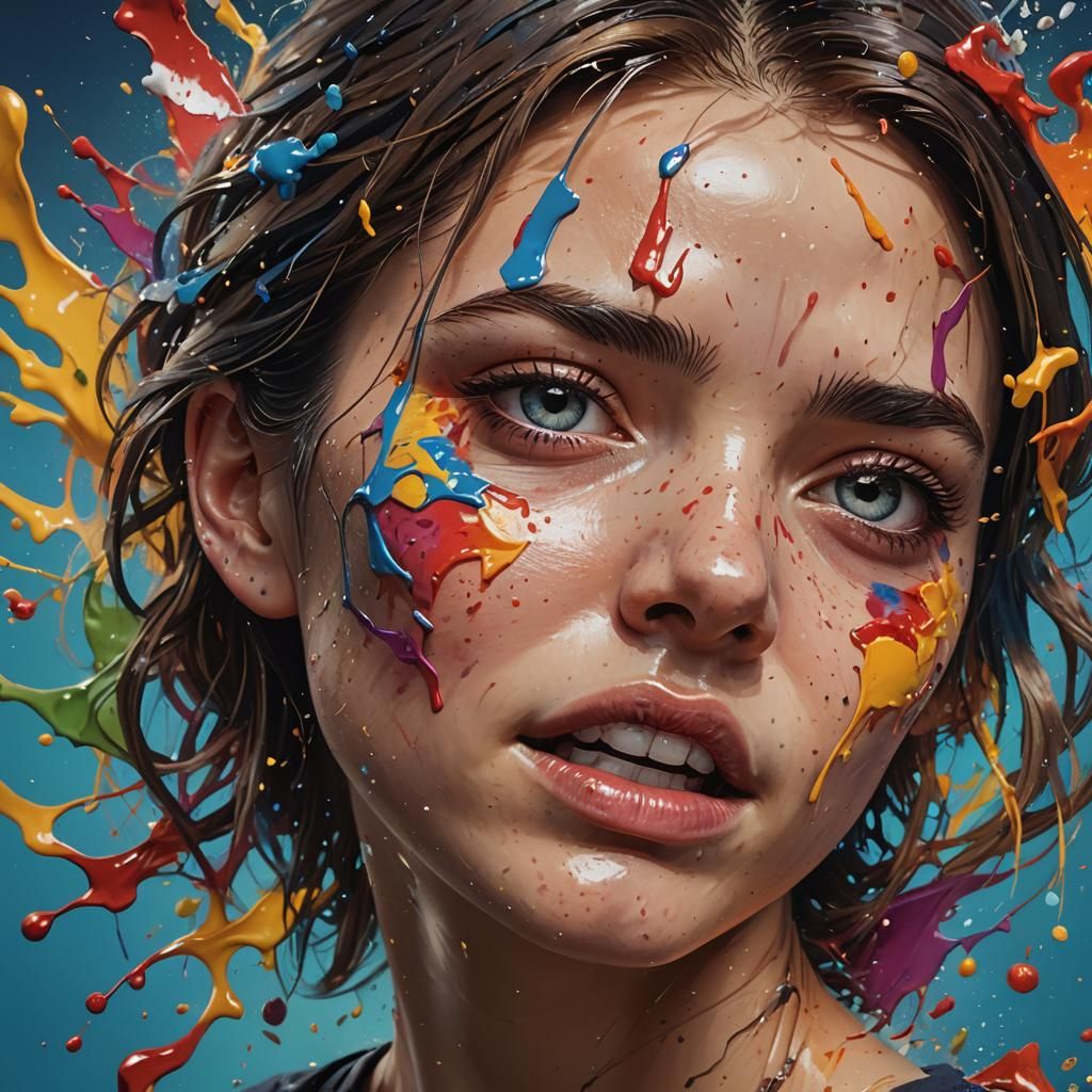 Hyperrealistic Display of Human Emotions in Splash Art