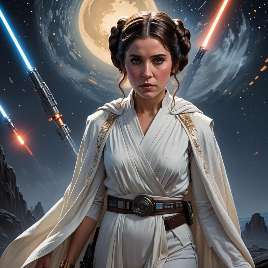 Ana de Armas as Princess Leia: Hyperrealistic Portrait