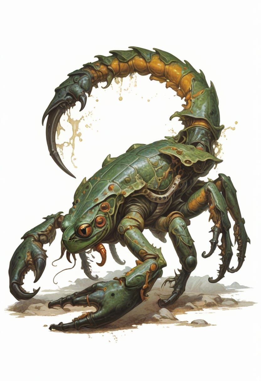 Heroic Frog Scorpion Hybrid Illustration