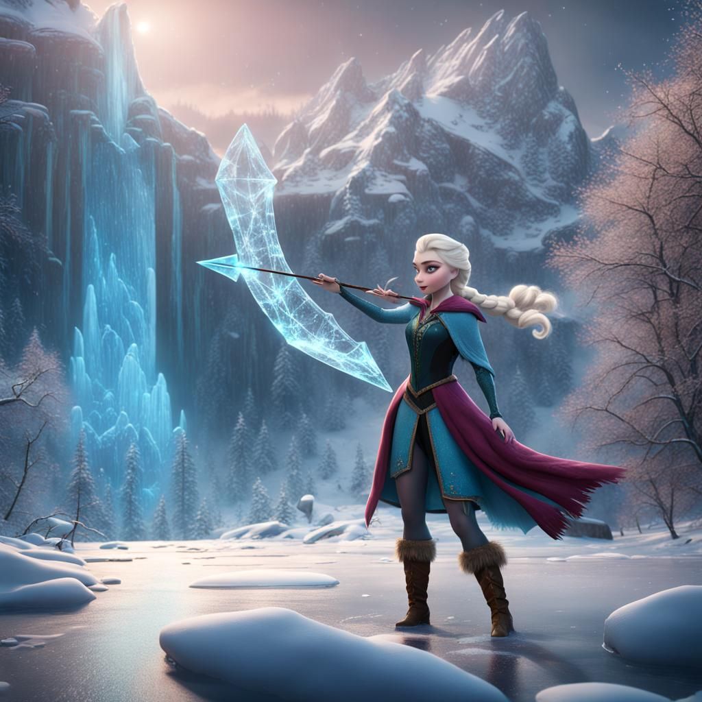 Princess Elsa Shoots Ice Arrow