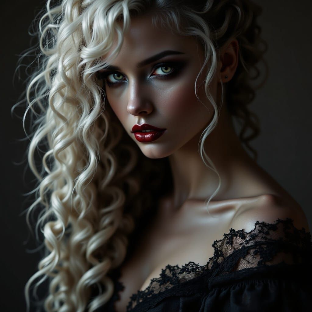 Elegant Lady in Rococo Attire with Leather and Lace