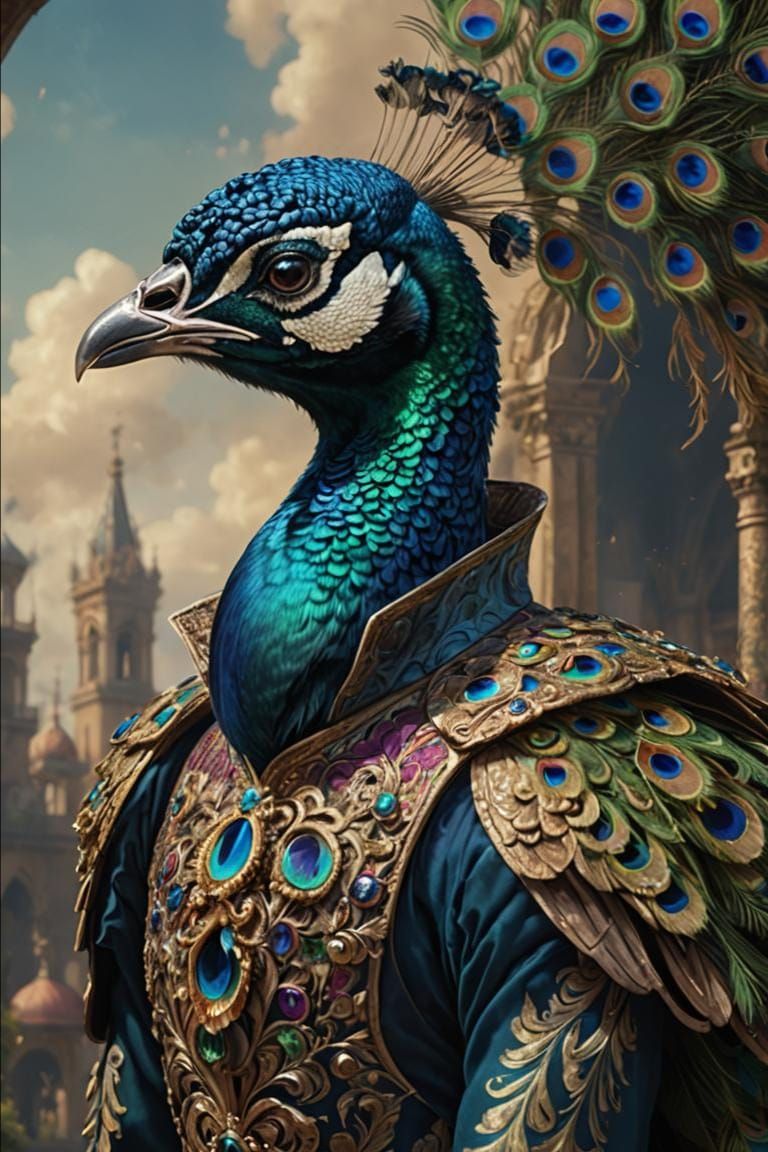 Peacock Noble in Renaissance Portrait