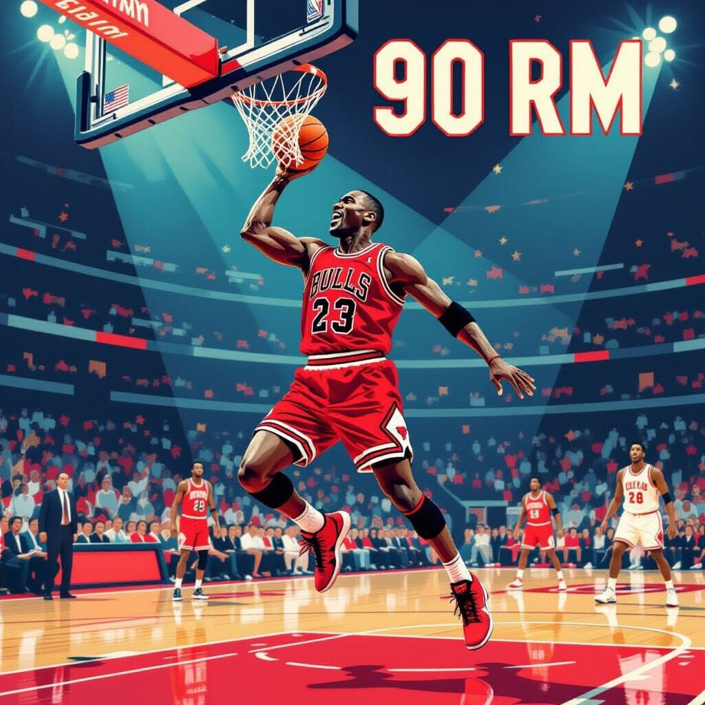 Michael Jordan 90s Bulls Dunk - Vintage Sports Card Art