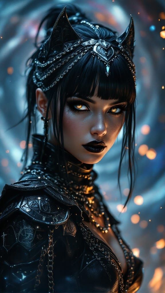 Mysterious Warrior Queen in Dark Fantasy Armor