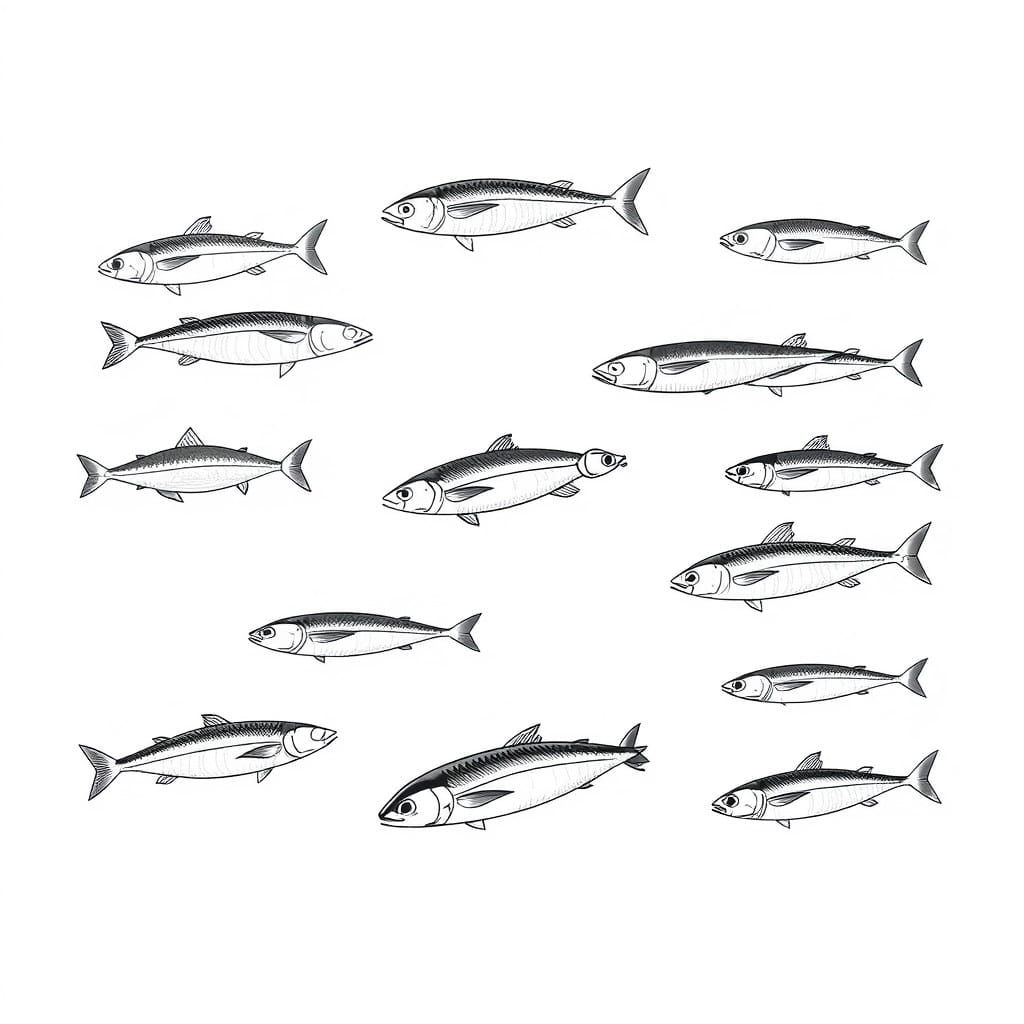 Stylish Sardine Tattoo Designs in Minimalist Style