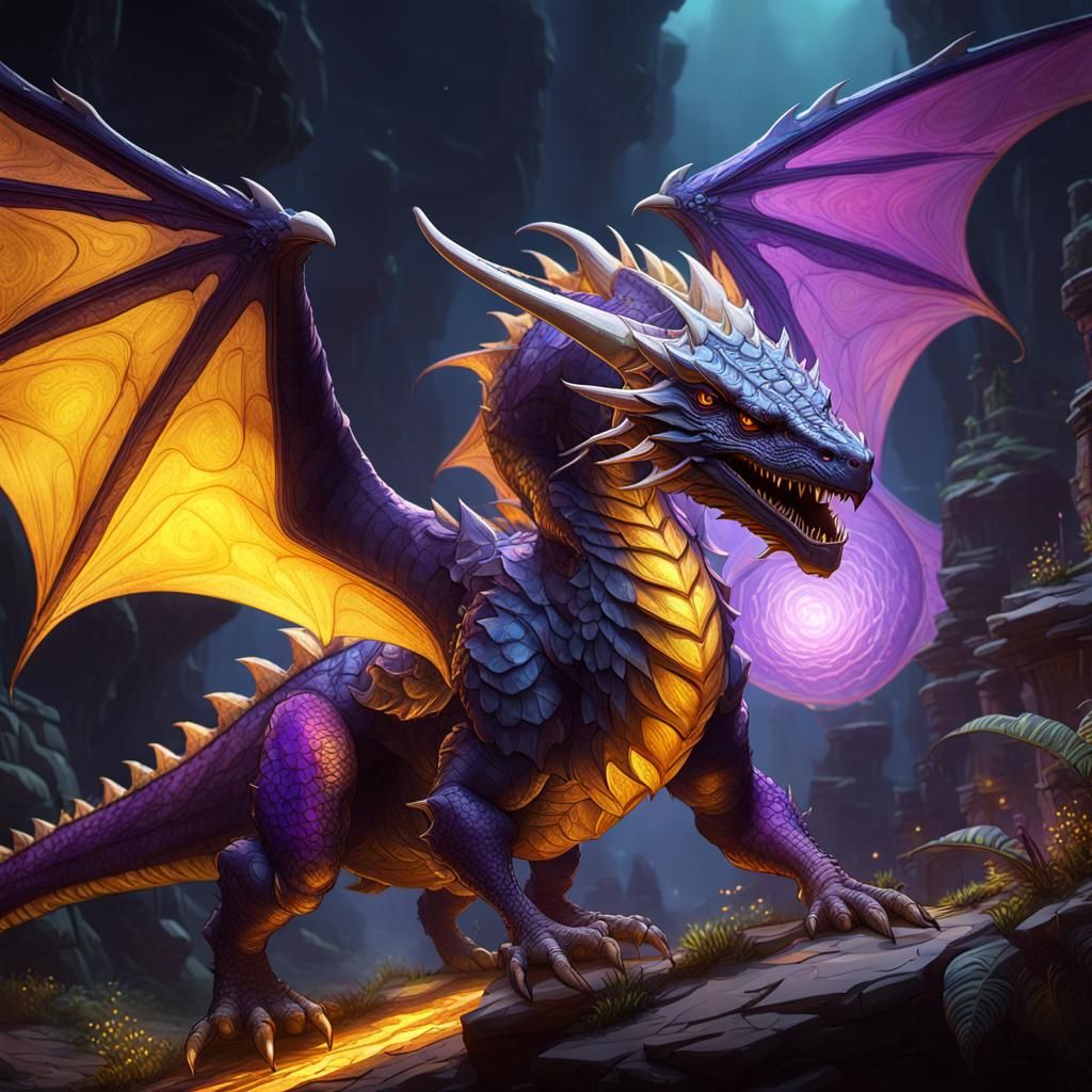 Exotic Wyvern in Prism, Dark Fantasy Concept Art