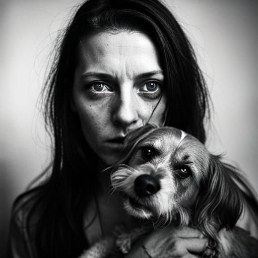 Ominous Portrait of Woman and Dog