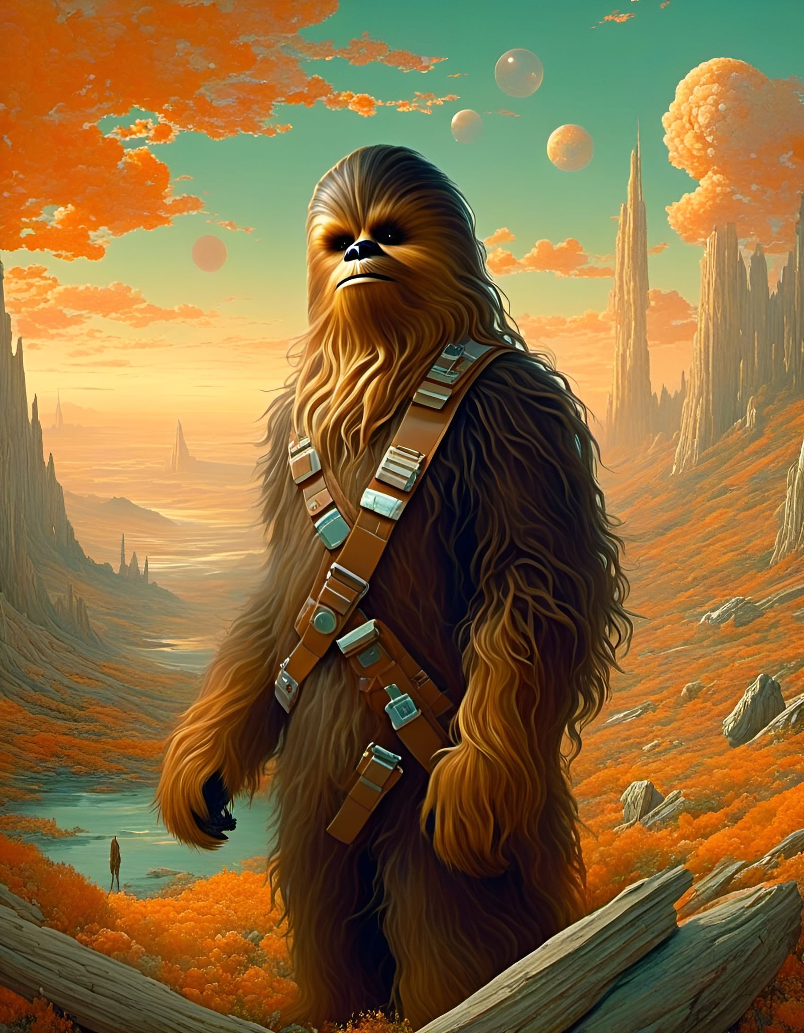 Chewbacca Portrait in Utah: Surreal Digital Illustration