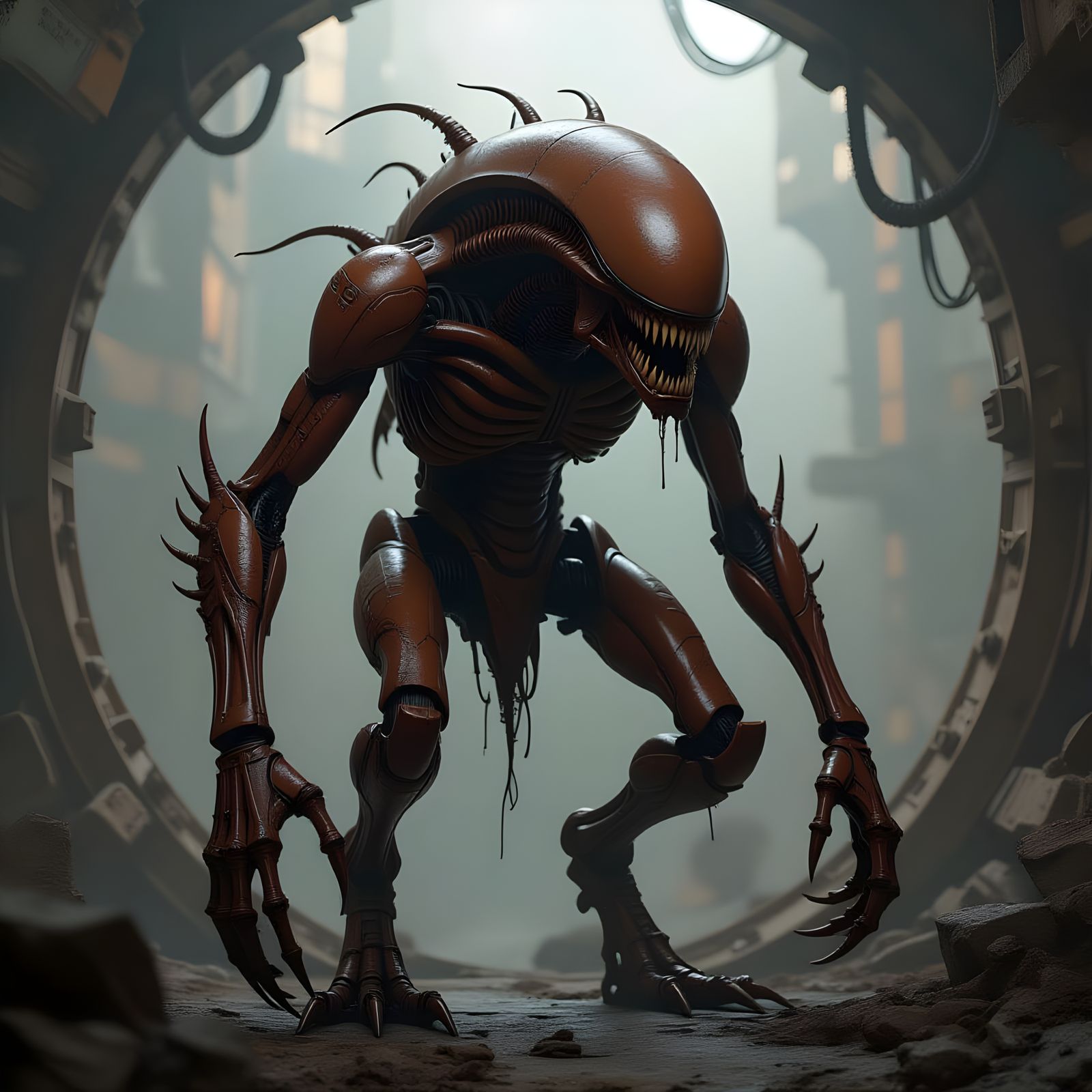 Chocolate Alien Sculpture in Giger Style