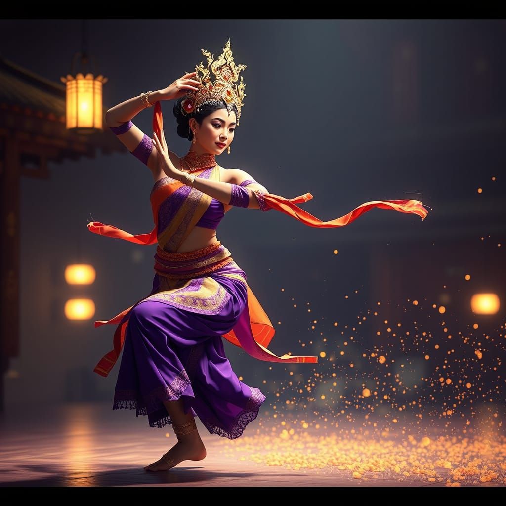 Thai Fantasy Dancer in Dark Concept Art