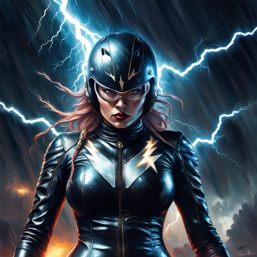 Biker Girl in Latex Suit: Impressionist Masterpiece