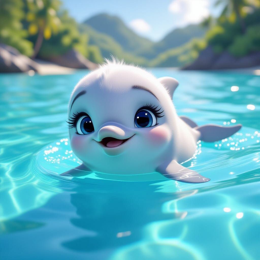 Photorealistic CGI Dolphin in Clear Blue Water