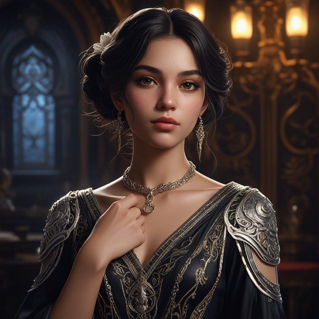 Mystical Beauty in Dark Attire
